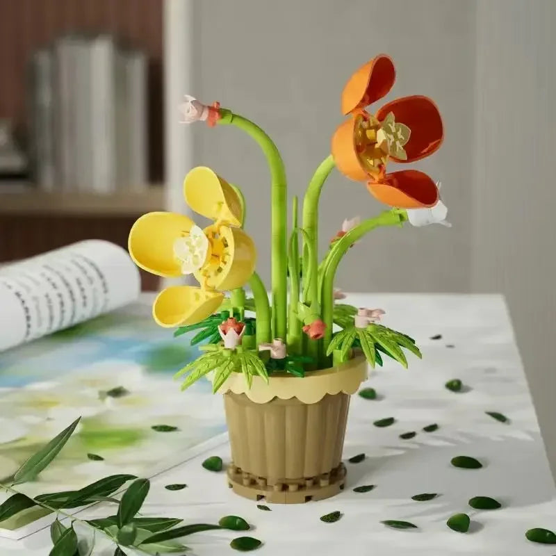 Mini Flower with Pot Micro Building Blocks
