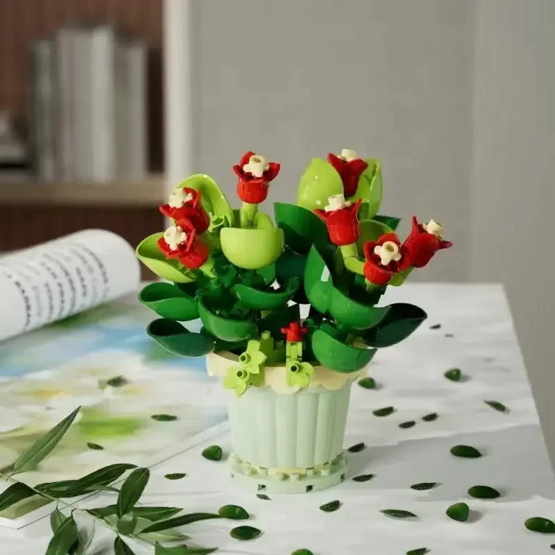 Mini Flower with Pot Micro Building Blocks