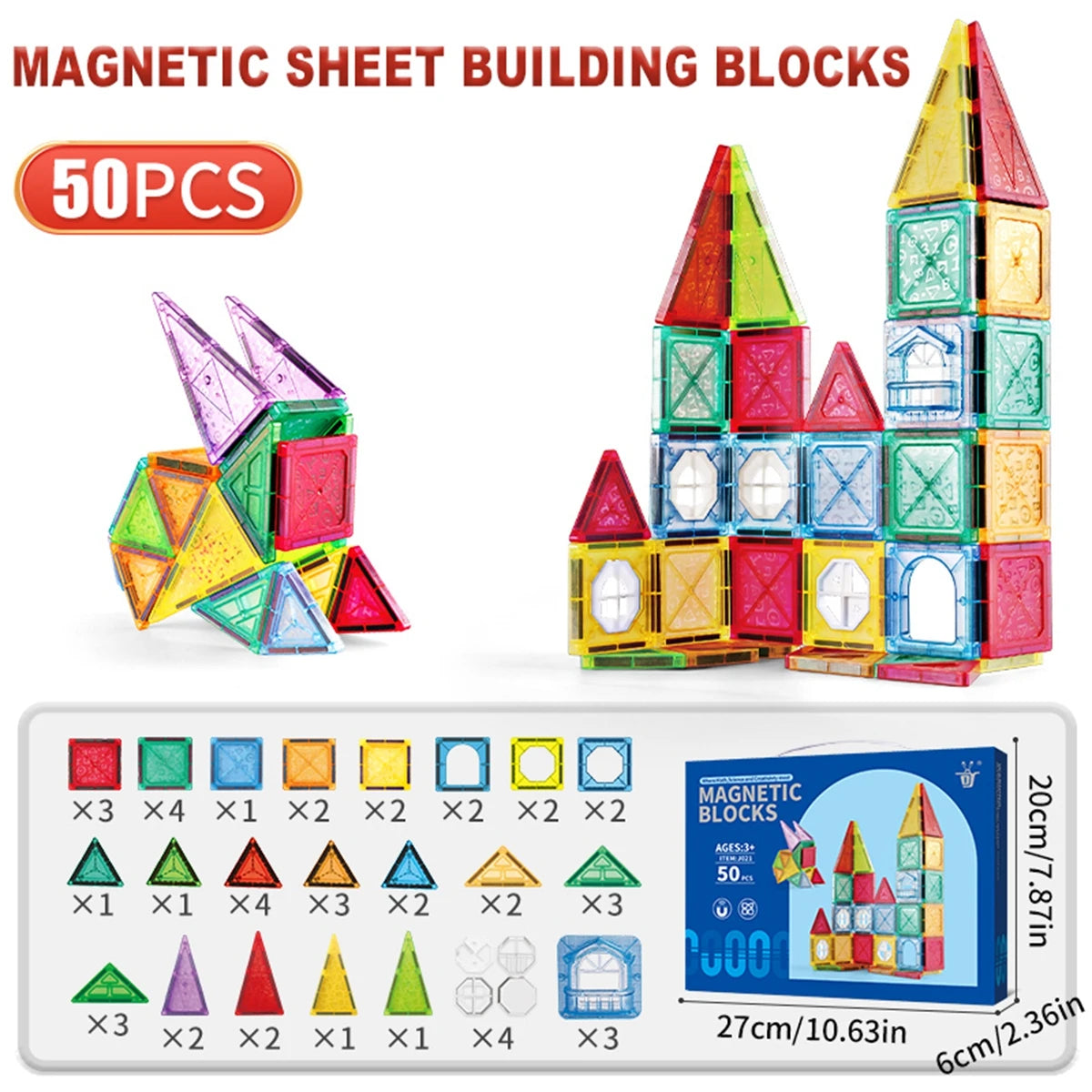 Magnetic Building Blocks Tiles Set