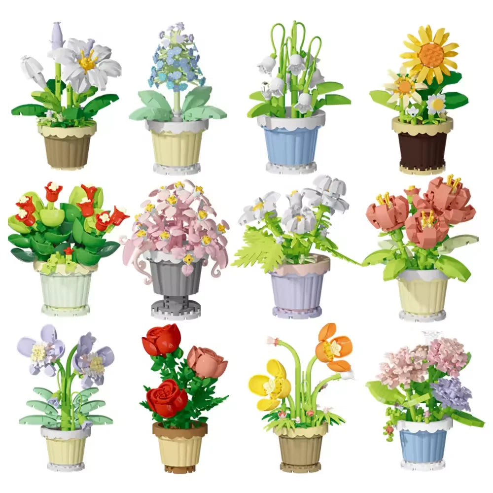 Mini Flower with Pot Micro Building Blocks