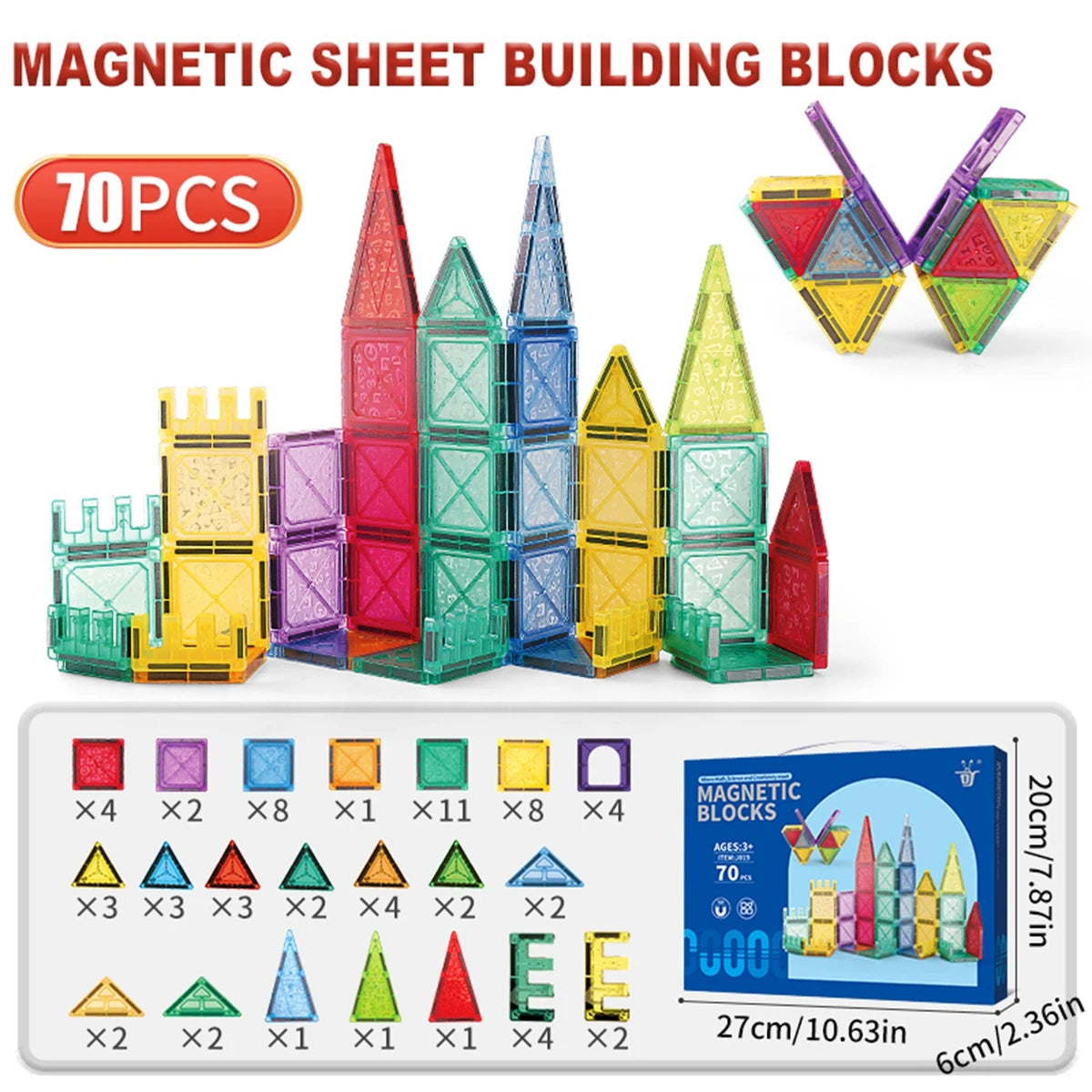 Magnetic Building Blocks Tiles Set