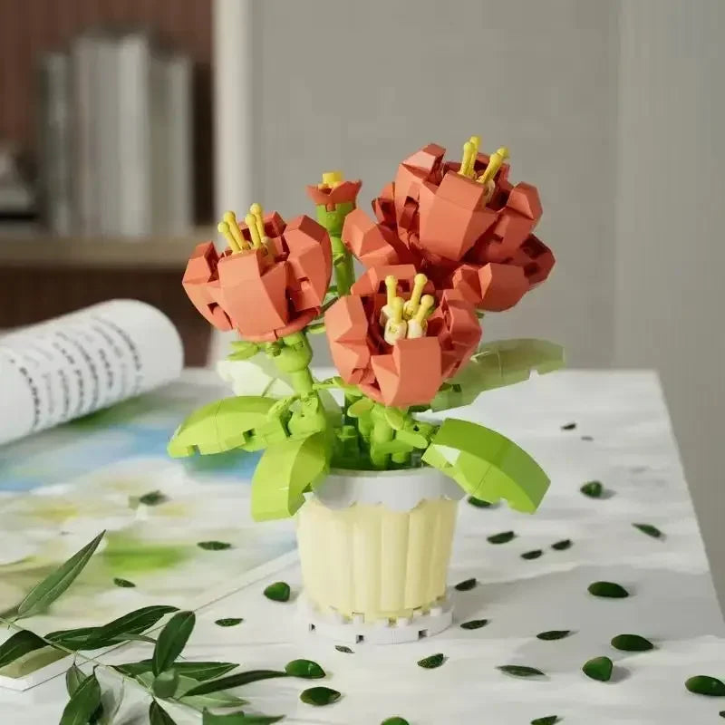 Mini Flower with Pot Micro Building Blocks