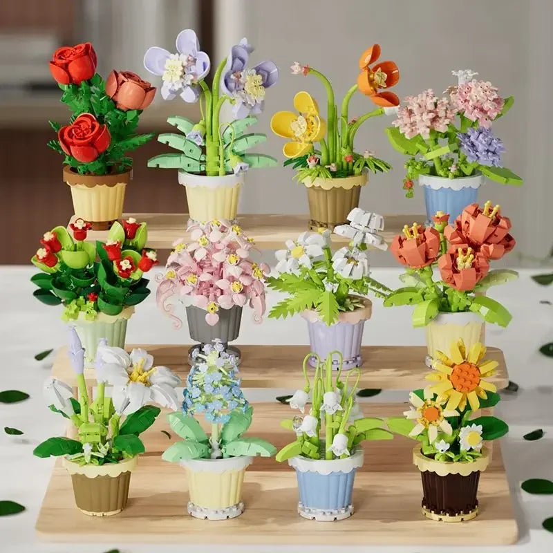 Mini Flower with Pot Micro Building Blocks