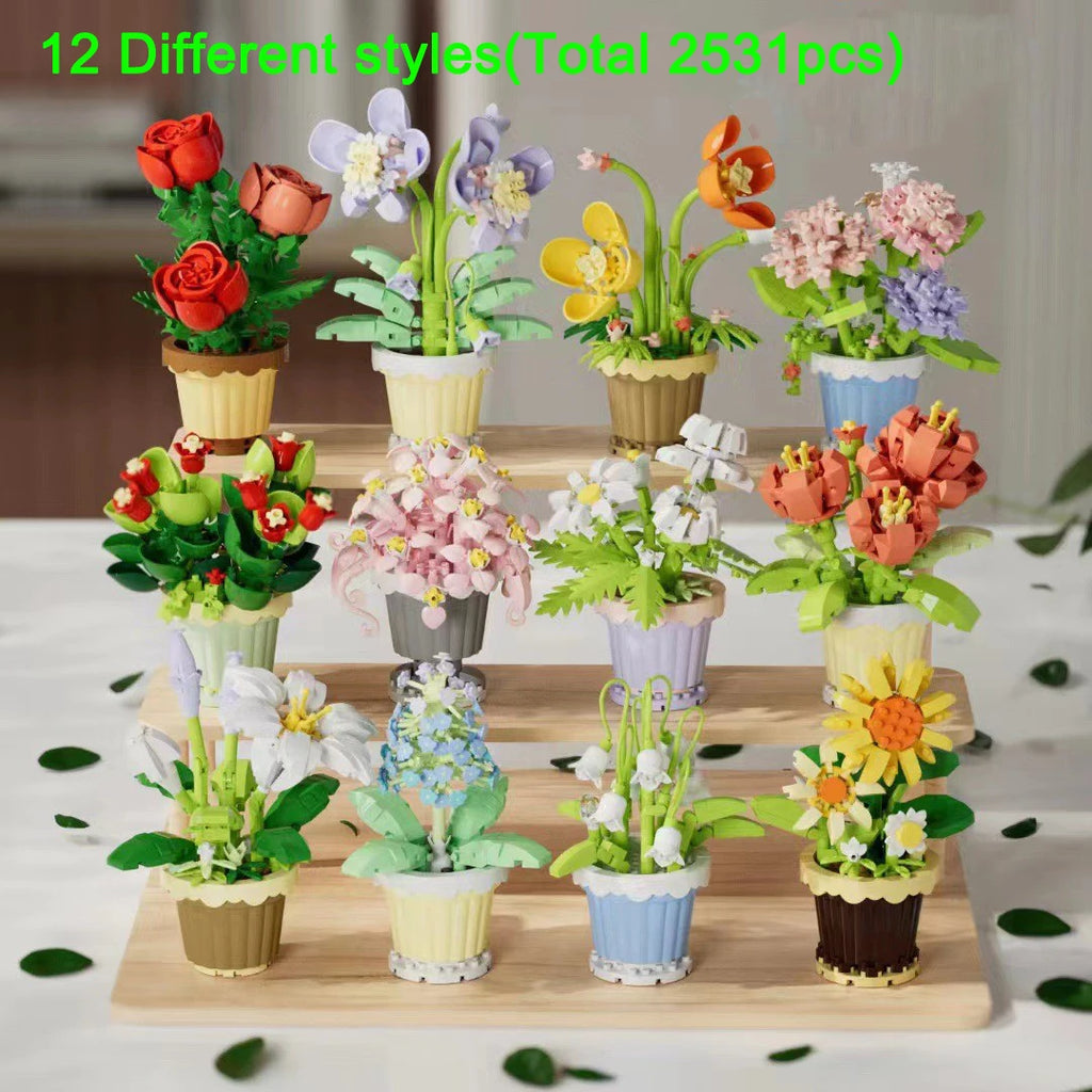 Mini Flower with Pot Micro Building Blocks