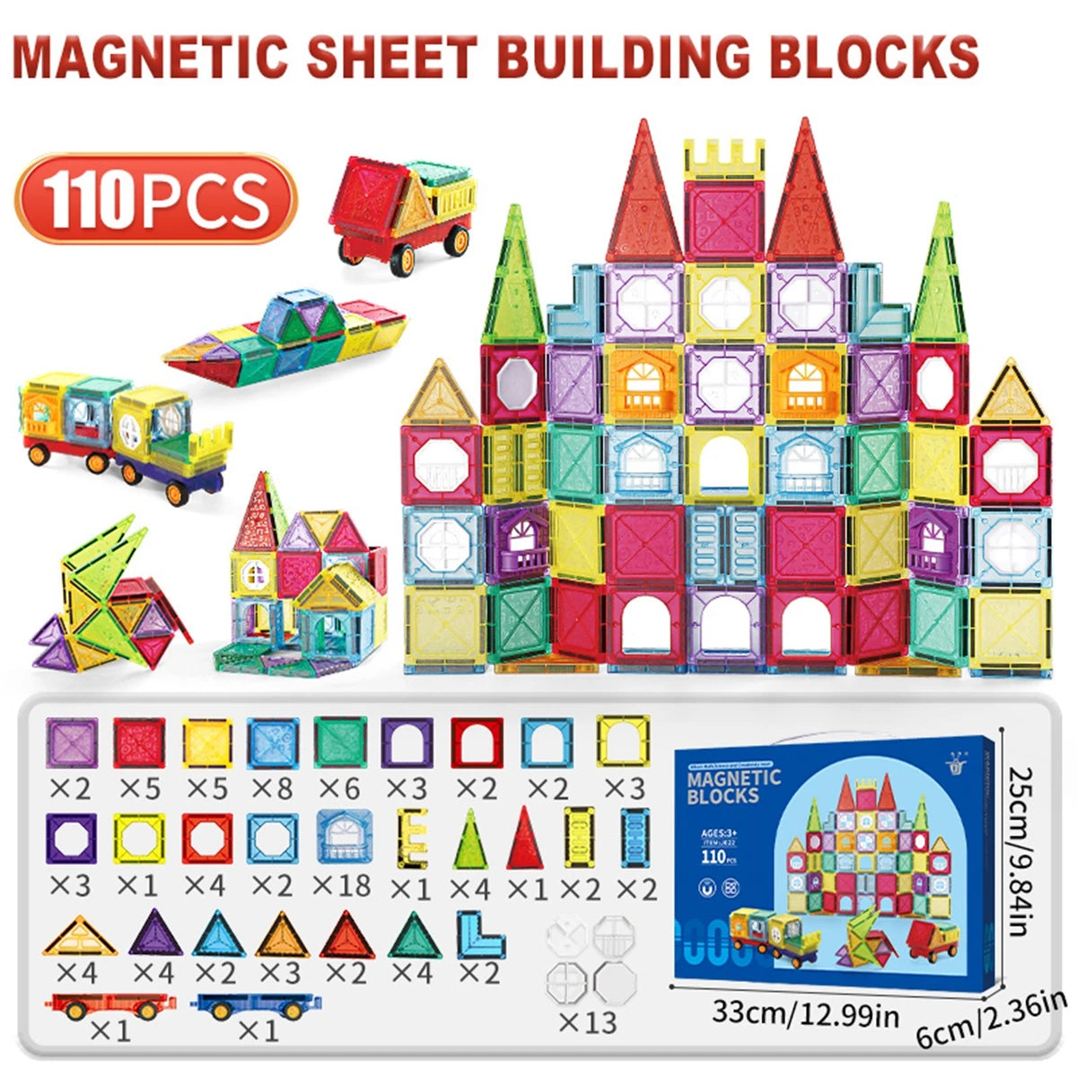 Magnetic Building Blocks Tiles Set